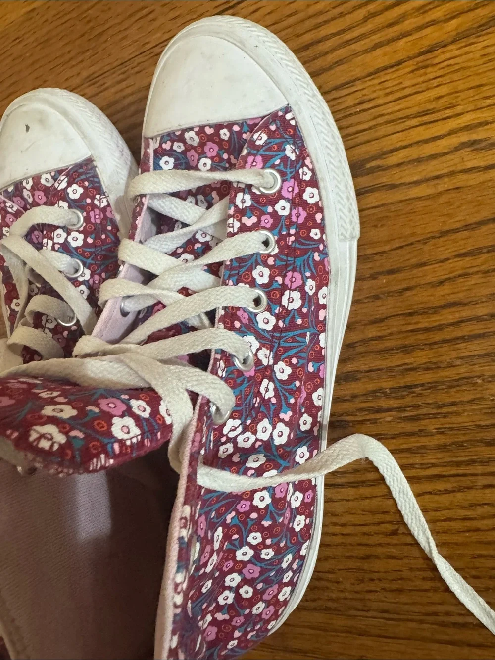 Converse Kids Floral High-Top Sneakers in pink and teal